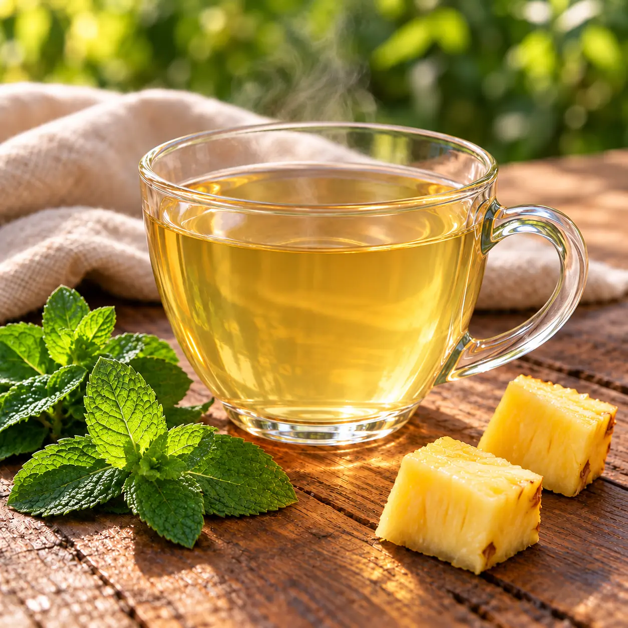 Chá com abacaxi e menta